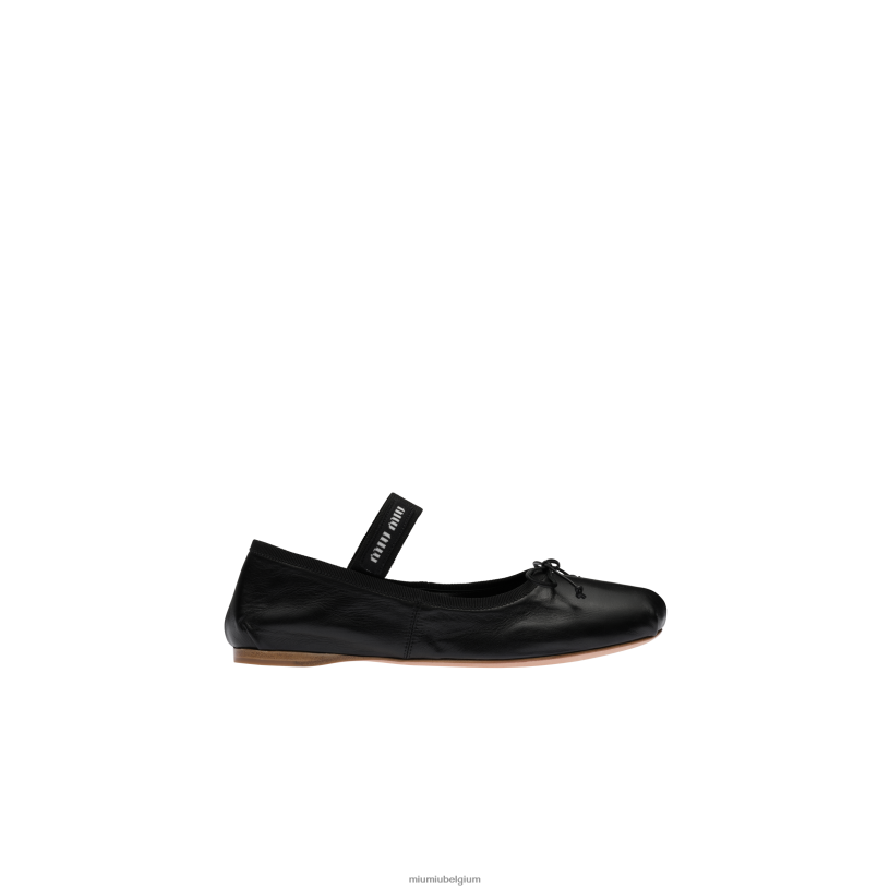Miu Miu zwartleren ballerina's N8F6L274 schoenen