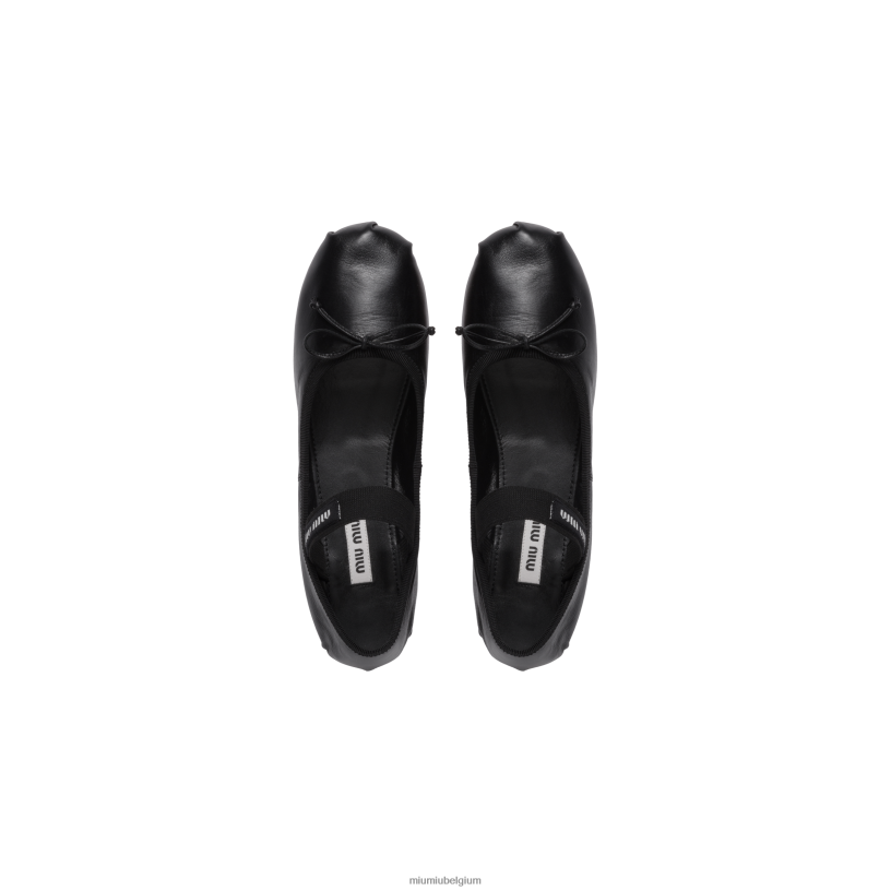 Miu Miu zwartleren ballerina's N8F6L274 schoenen