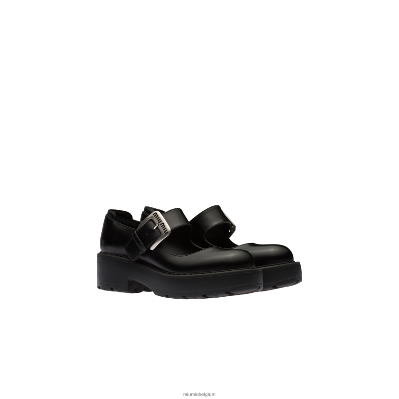 Miu Miu zwartleren ballerina's N8F6L284 schoenen