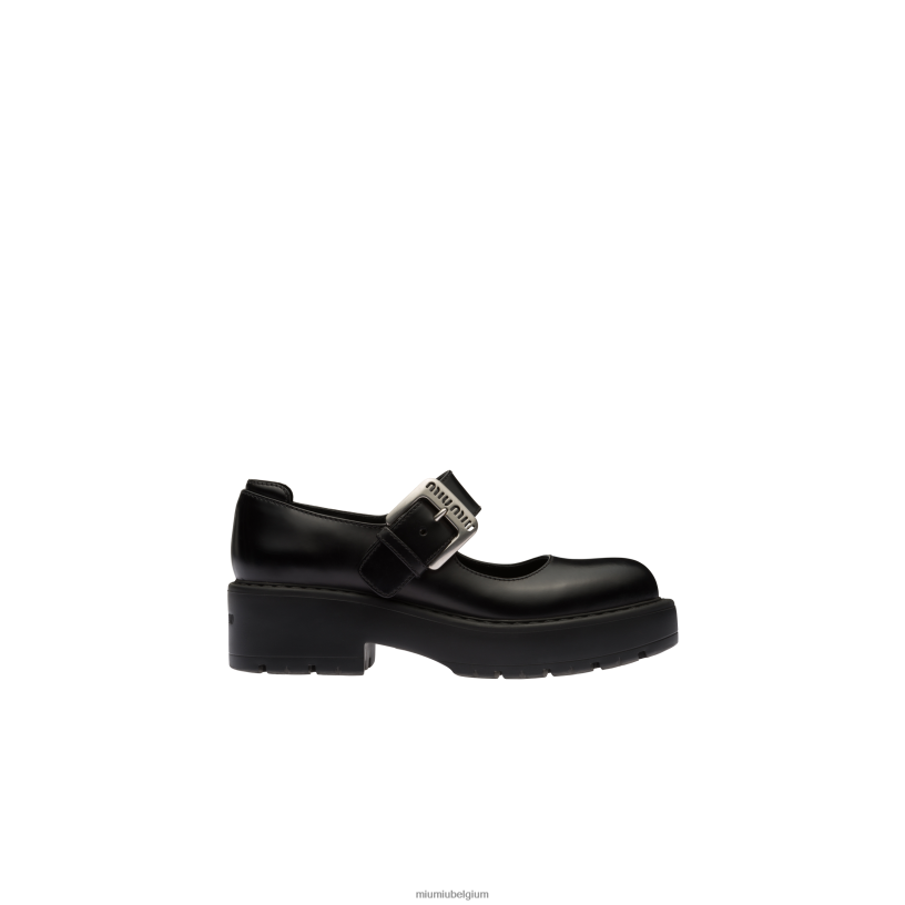 Miu Miu zwartleren ballerina's N8F6L284 schoenen