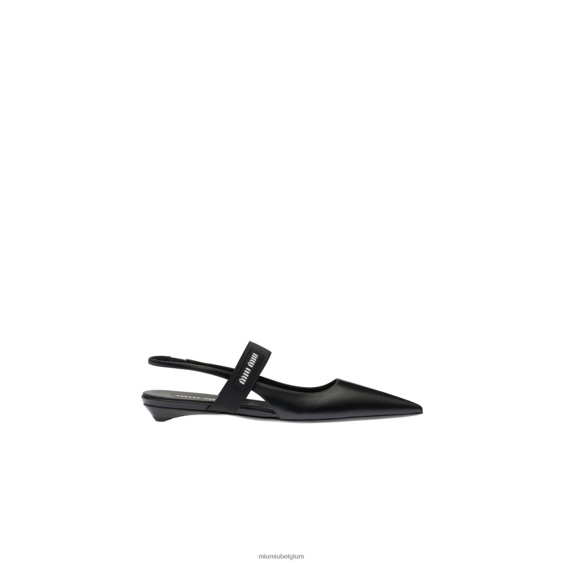 Miu Miu zwartleren slingback ballerina's N8F6L273 schoenen