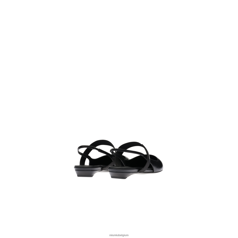 Miu Miu zwartleren slingback ballerina's N8F6L273 schoenen