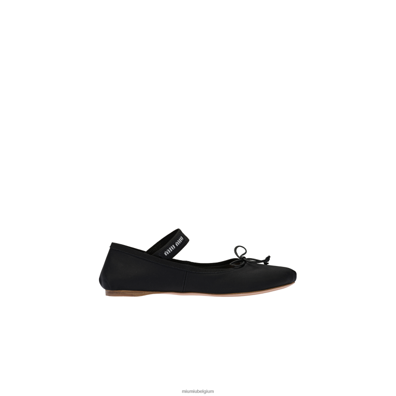 Miu Miu zwartsatijnen ballerina's N8F6L277 schoenen