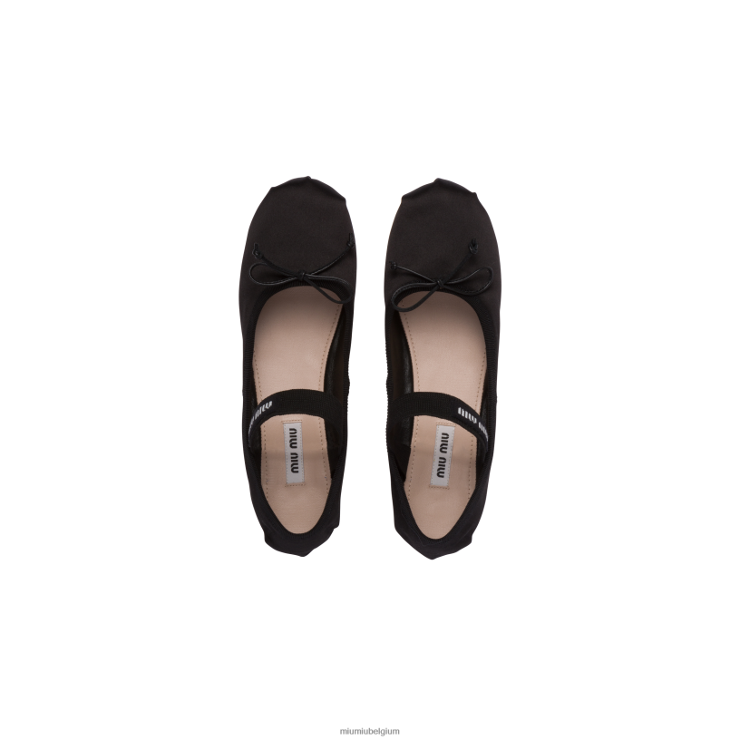 Miu Miu zwartsatijnen ballerina's N8F6L277 schoenen