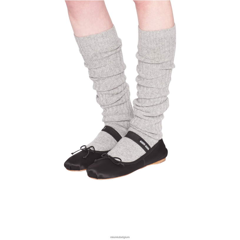 Miu Miu zwartsatijnen ballerina's N8F6L277 schoenen