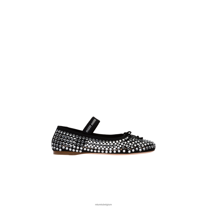 Miu Miu zwartsatijnen ballerina's N8F6L281 schoenen
