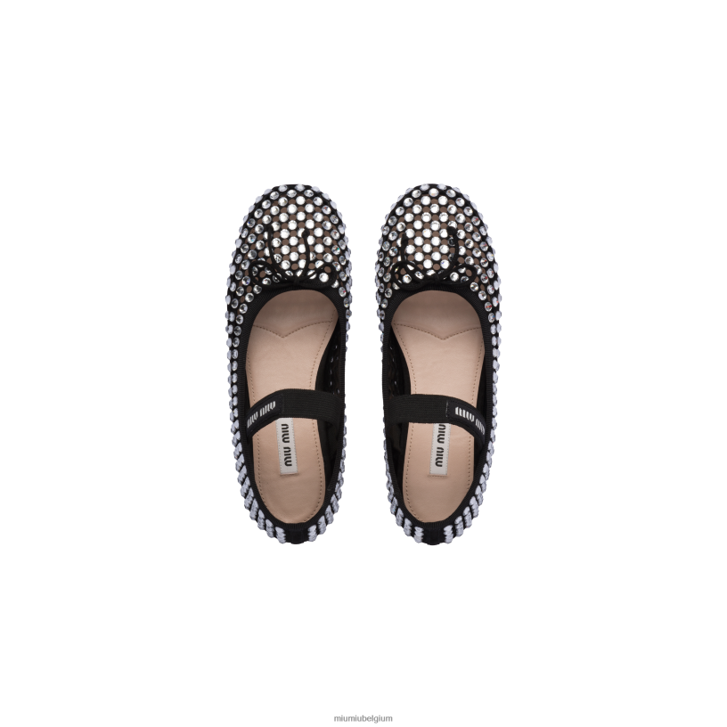 Miu Miu zwartsatijnen ballerina's N8F6L281 schoenen