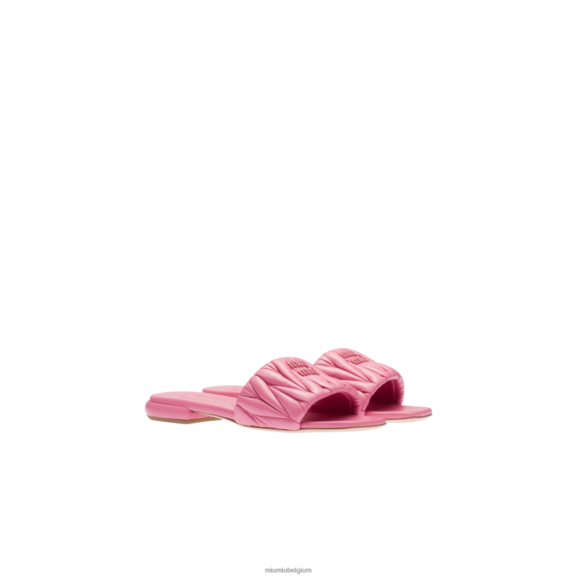Miu Miu begonia rozegematelasseerde nappaleren slippers N8F6L257 schoenen