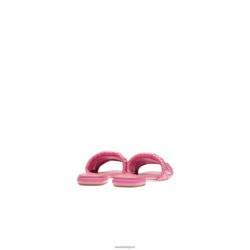 Miu Miu begonia rozegematelasseerde nappaleren slippers N8F6L257 schoenen