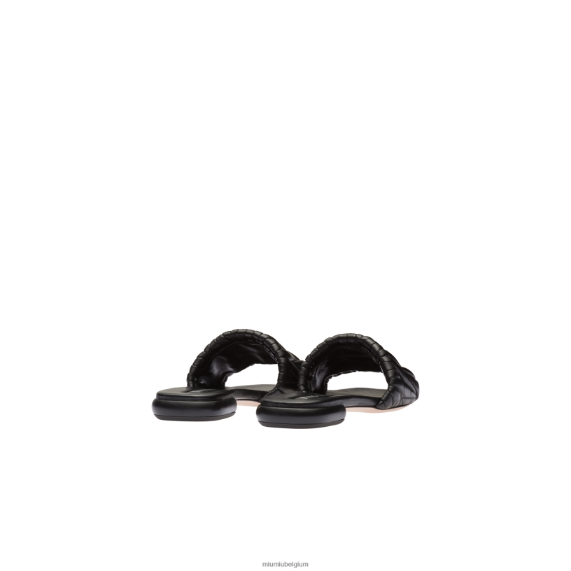 Miu Miu zwartgematelasseerde nappaleren slippers N8F6L255 schoenen