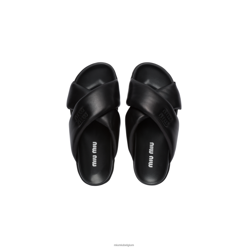 Miu Miu zwartlederen dia's N8F6L347 schoenen