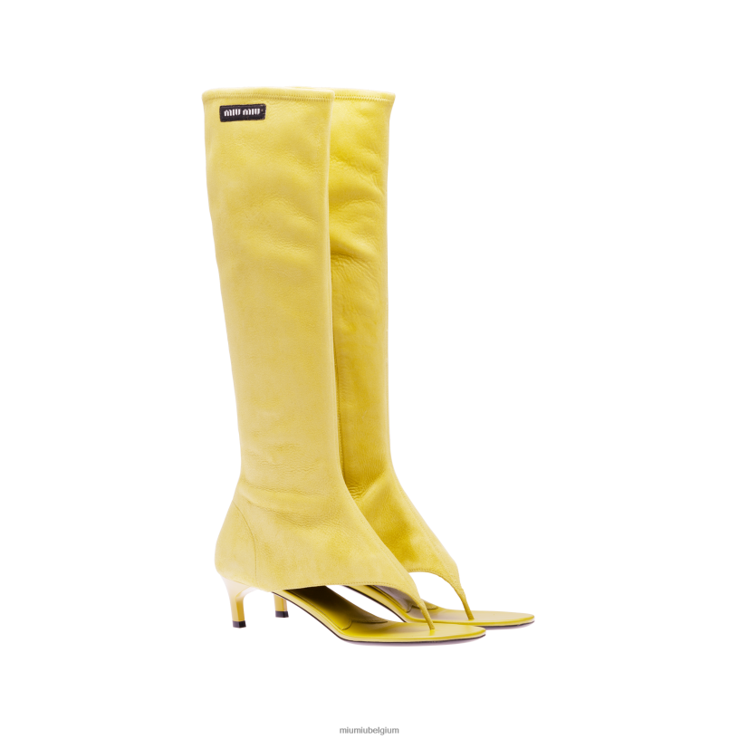 Miu Miu citroengeelsuède leren laarzen N8F6L337 schoenen