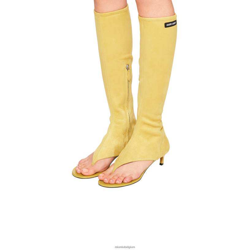 Miu Miu citroengeelsuède leren laarzen N8F6L337 schoenen