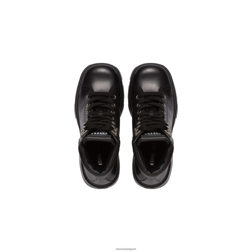Miu Miu zwartleren laarsjes N8F6L338 schoenen