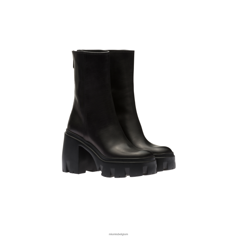 Miu Miu zwartleren laarsjes N8F6L339 schoenen
