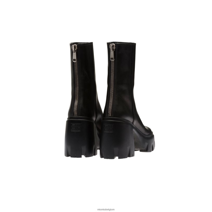 Miu Miu zwartleren laarsjes N8F6L339 schoenen