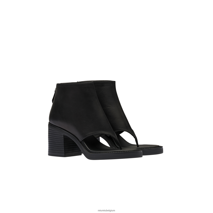 Miu Miu zwartleren teenslippers N8F6L335 schoenen