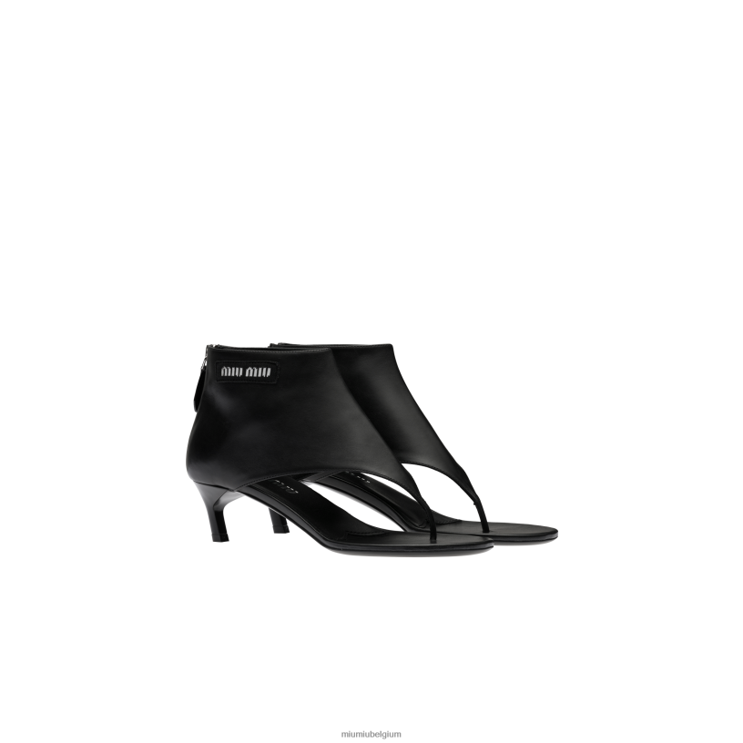 Miu Miu zwartleren teenslippers N8F6L345 schoenen
