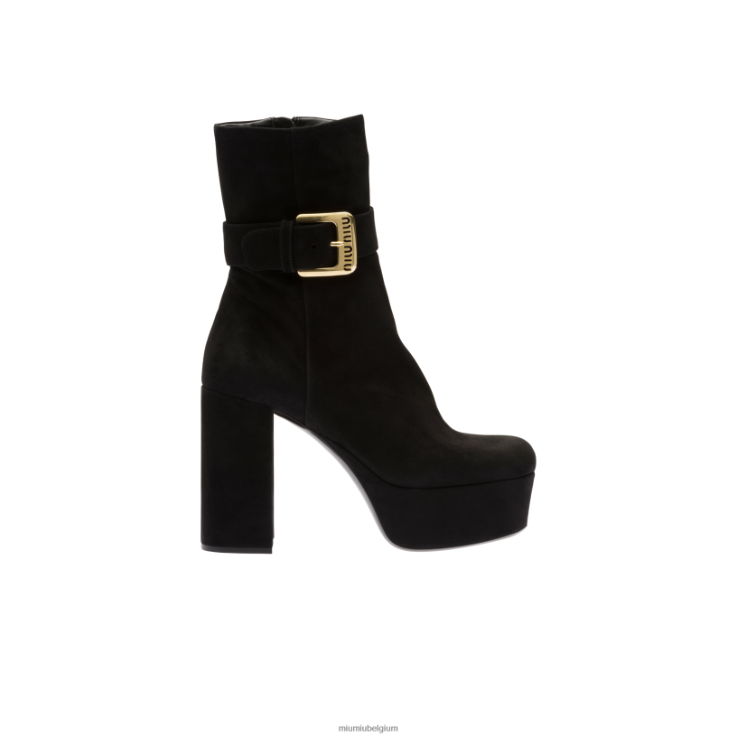 Miu Miu zwartsuède platform laarsjes N8F6L342 schoenen