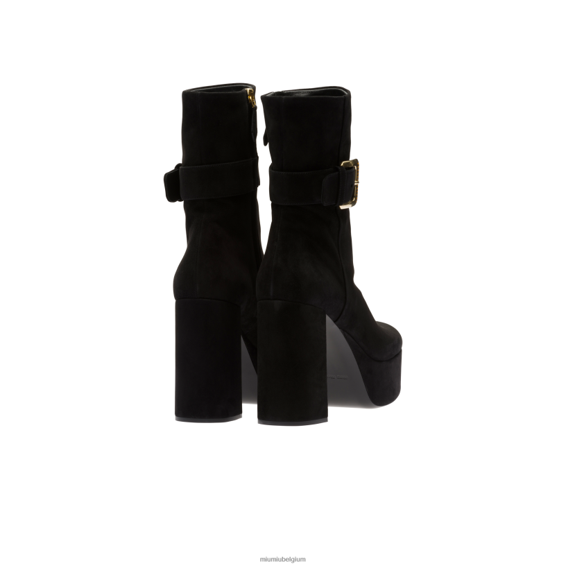 Miu Miu zwartsuède platform laarsjes N8F6L342 schoenen