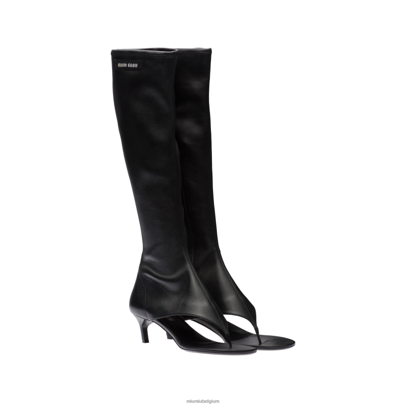 Miu Miu zwartteenlaarzen van stretch nappaleer N8F6L334 schoenen