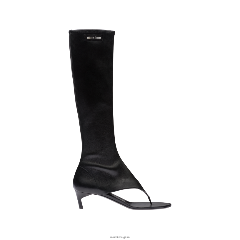 Miu Miu zwartteenlaarzen van stretch nappaleer N8F6L334 schoenen