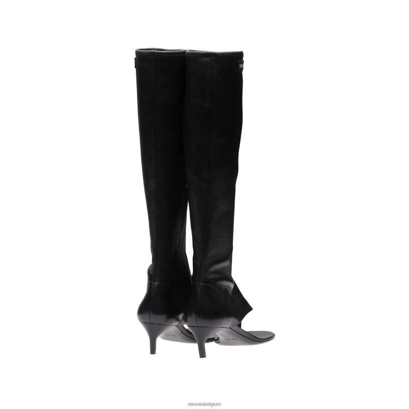 Miu Miu zwartteenlaarzen van stretch nappaleer N8F6L334 schoenen
