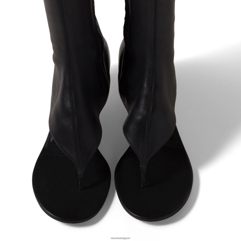 Miu Miu zwartteenlaarzen van stretch nappaleer N8F6L334 schoenen