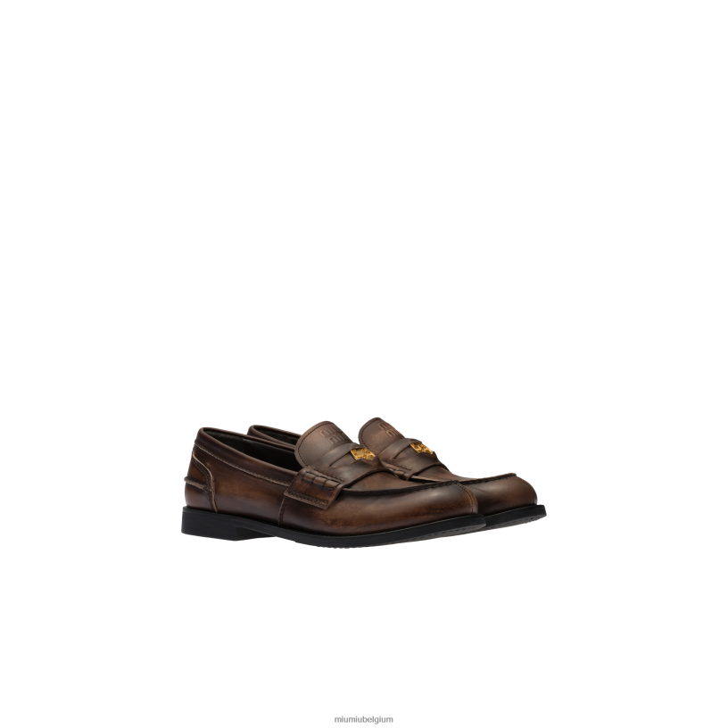Miu Miu ebbehoutleren pennyloafers N8F6L310 schoenen