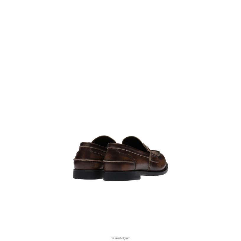 Miu Miu ebbehoutleren pennyloafers N8F6L310 schoenen