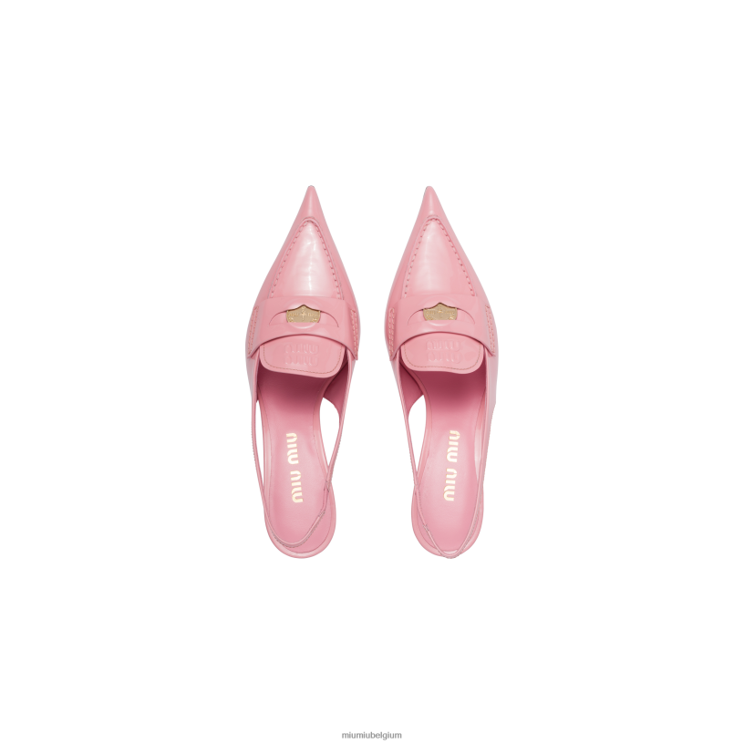 Miu Miu rozeleren pennyloafers met hak N8F6L319 schoenen