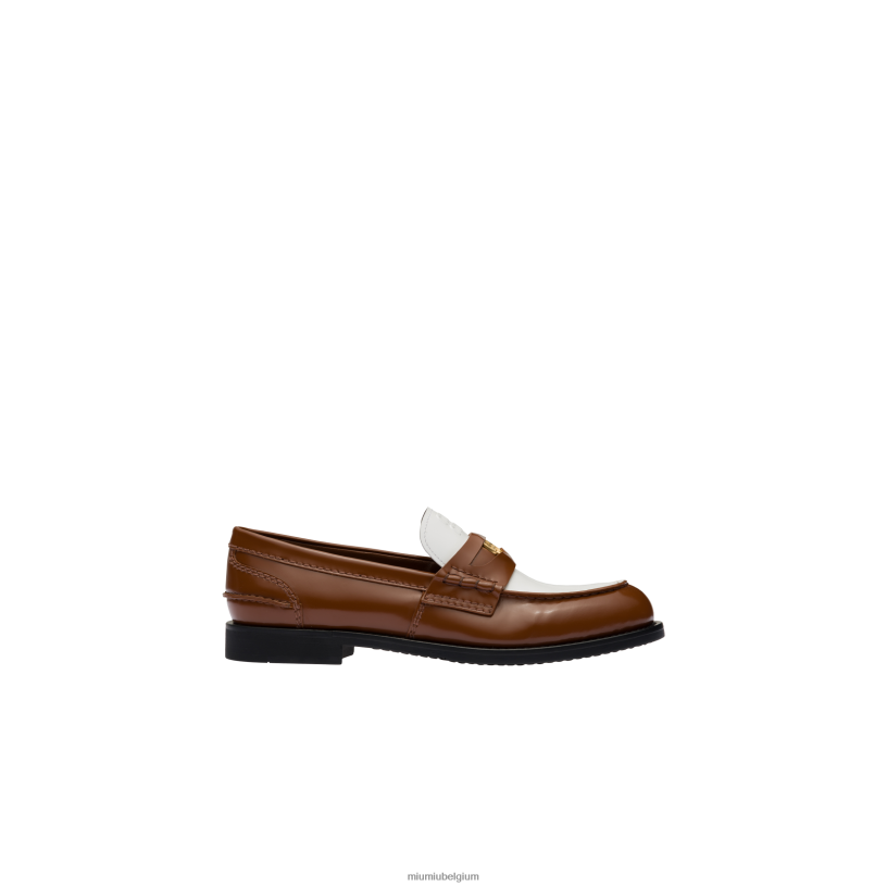 Miu Miu tabak/witleren pennyloafers N8F6L321 schoenen