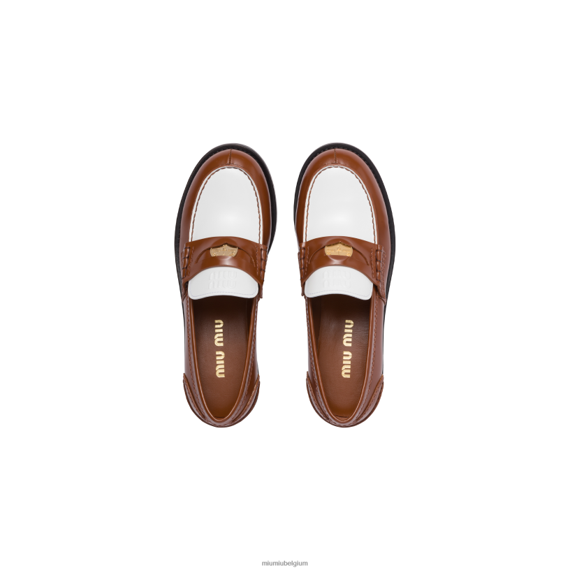 Miu Miu tabak/witleren pennyloafers N8F6L321 schoenen