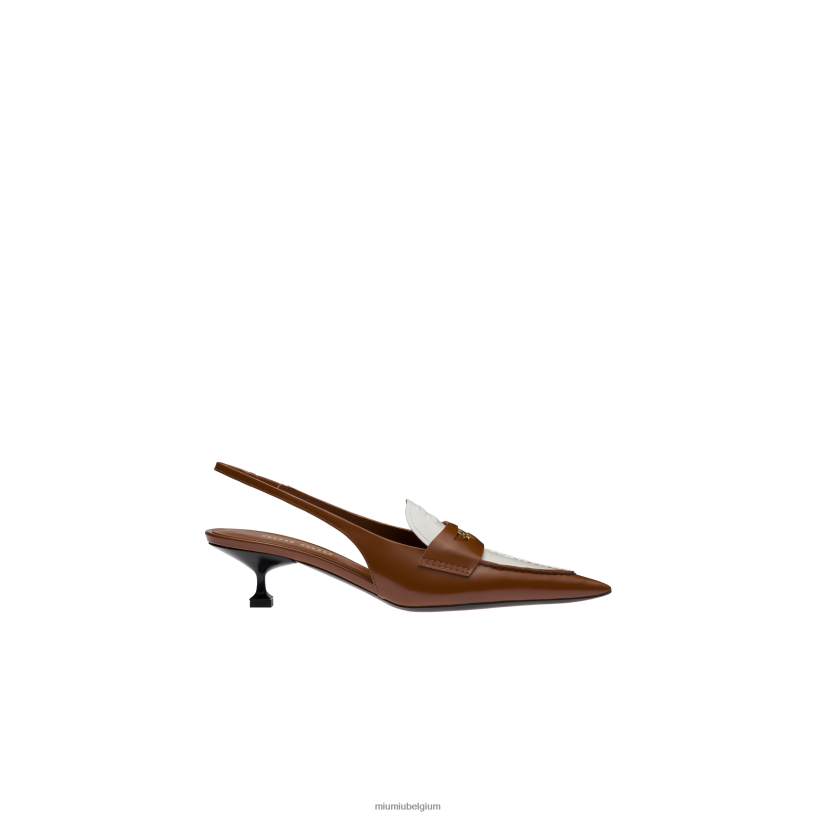 Miu Miu tabak/witleren pennyloafers met hak N8F6L318 schoenen