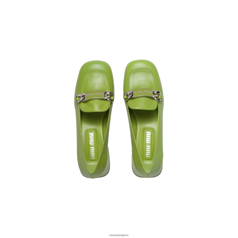 Miu Miu varen groenleren instappers N8F6L323 schoenen