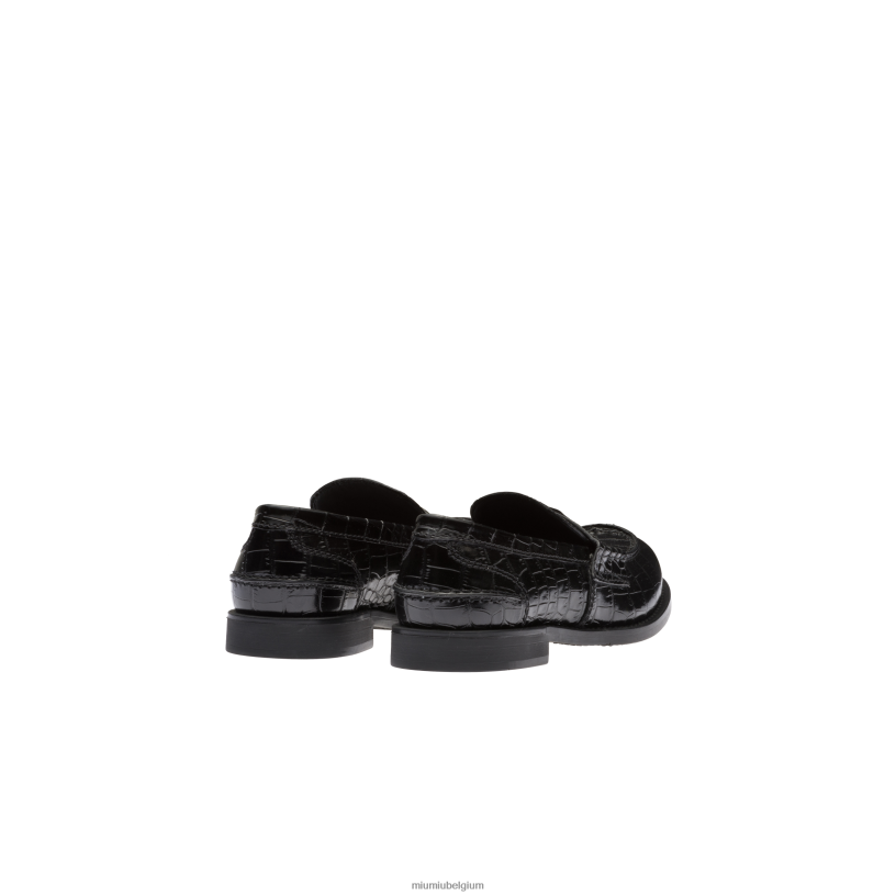 Miu Miu zwartLoafers van leer met krokodillenprint N8F6L308 schoenen