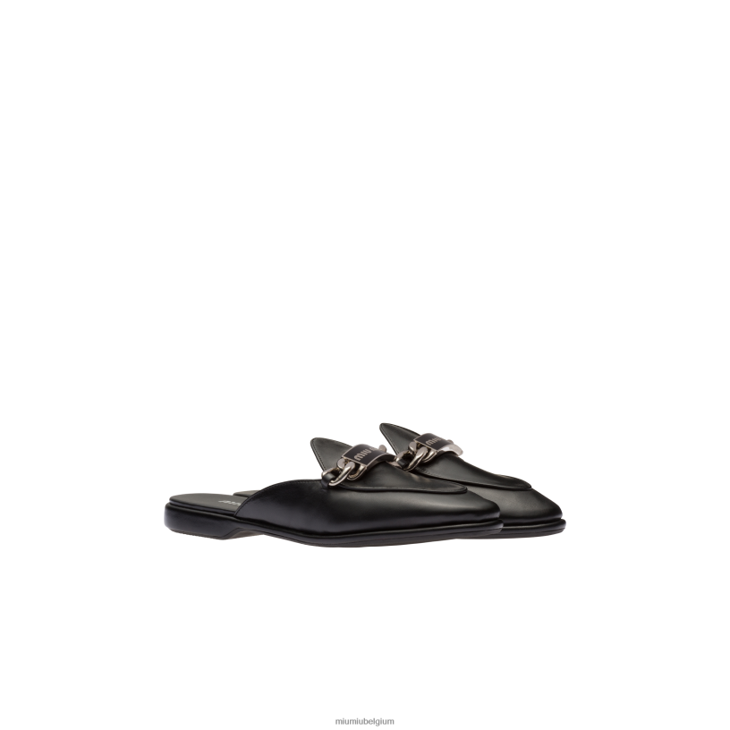 Miu Miu zwartleren instappers N8F6L328 schoenen