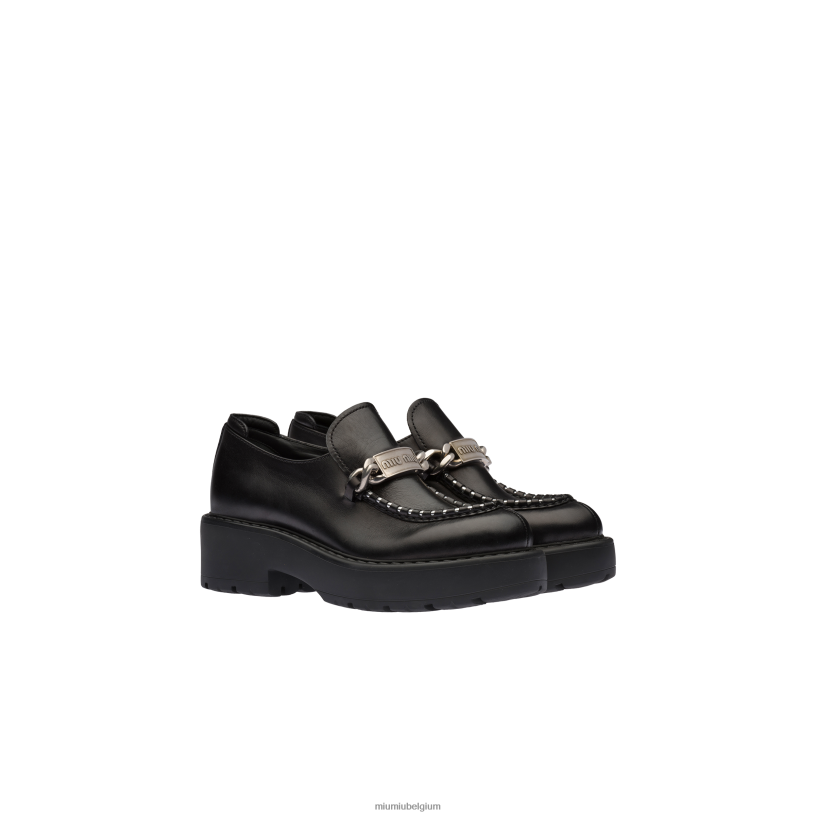 Miu Miu zwartleren instappers N8F6L330 schoenen