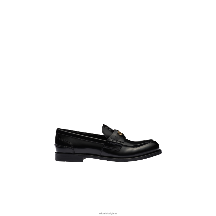 Miu Miu zwartleren pennyloafers N8F6L309 schoenen