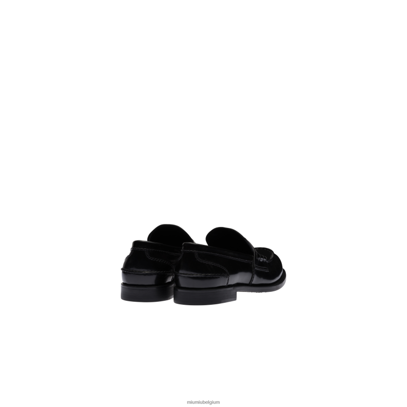 Miu Miu zwartleren pennyloafers N8F6L309 schoenen