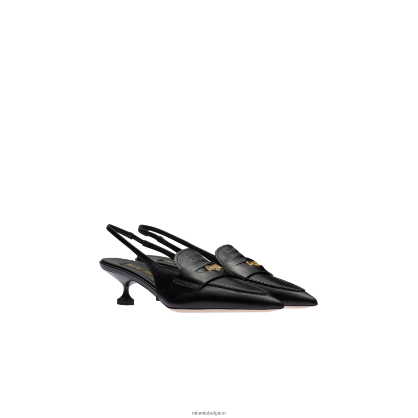 Miu Miu zwartleren pennyloafers N8F6L313 schoenen