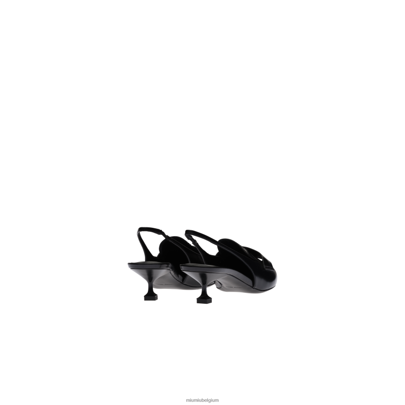 Miu Miu zwartleren pennyloafers met hak N8F6L315 schoenen