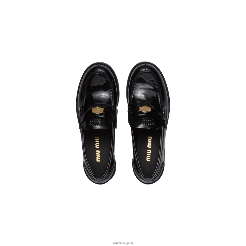 Miu Miu zwartloafers van lakleer N8F6L307 schoenen