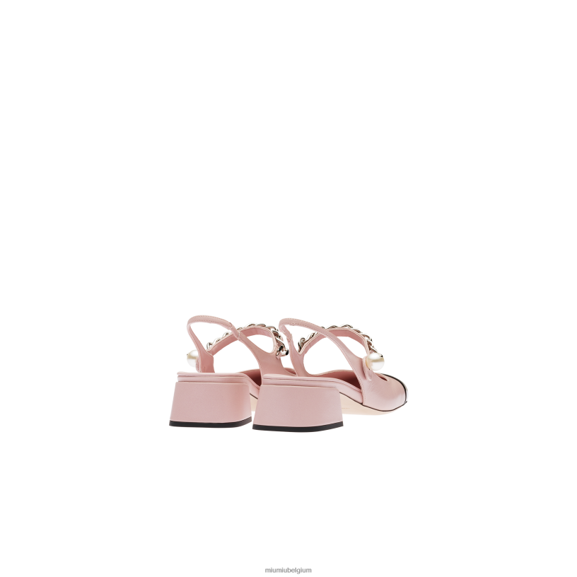 Miu Miu albast wit/zwartleren slingback pumps N8F6L189 schoenen