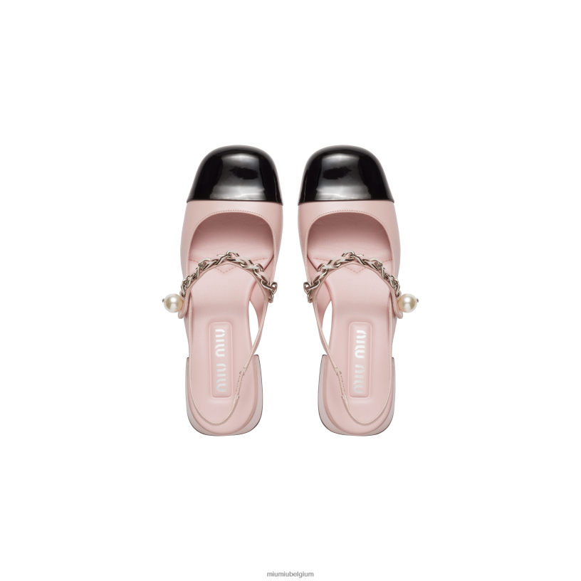 Miu Miu albast wit/zwartleren slingback pumps N8F6L189 schoenen