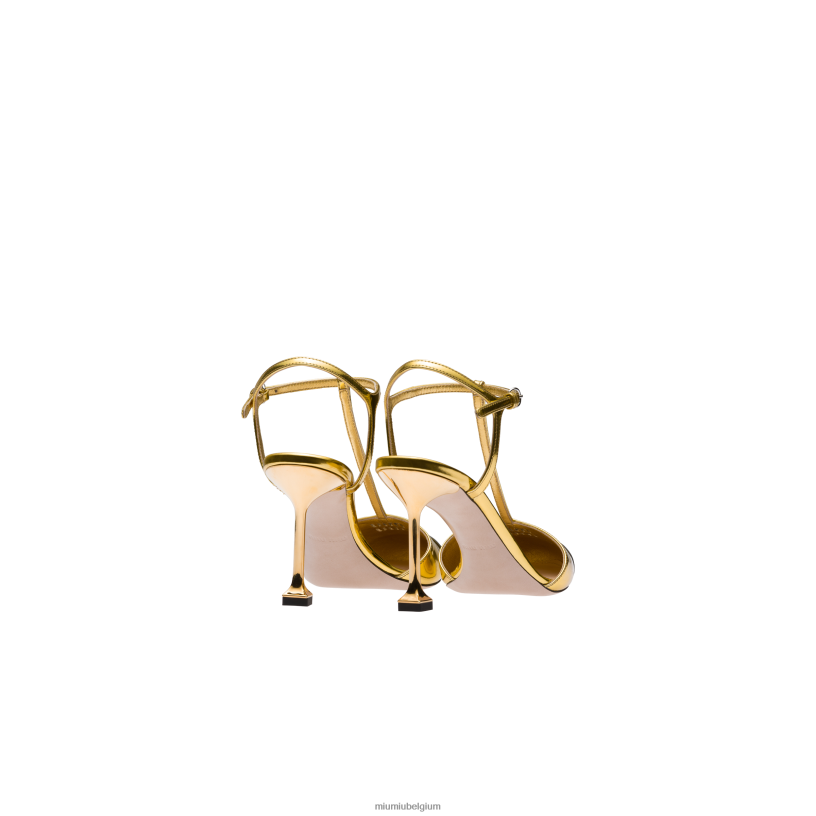 Miu Miu goud/zwartmetallic technische stof en pumps van lakleer N8F6L198 schoenen