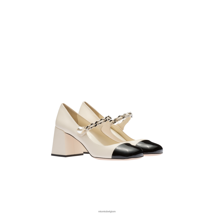 Miu Miu ivoor/zwartleren pumps N8F6L192 schoenen