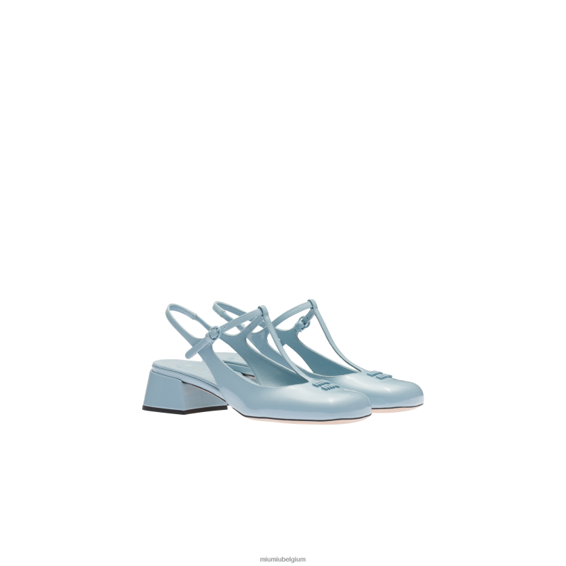 Miu Miu lichtblauwslingback pumps van lakleer N8F6L179 schoenen