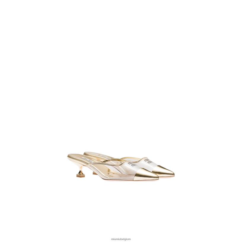 Miu Miu platinamuiltjes van metallic leer en plexiglas N8F6L206 schoenen