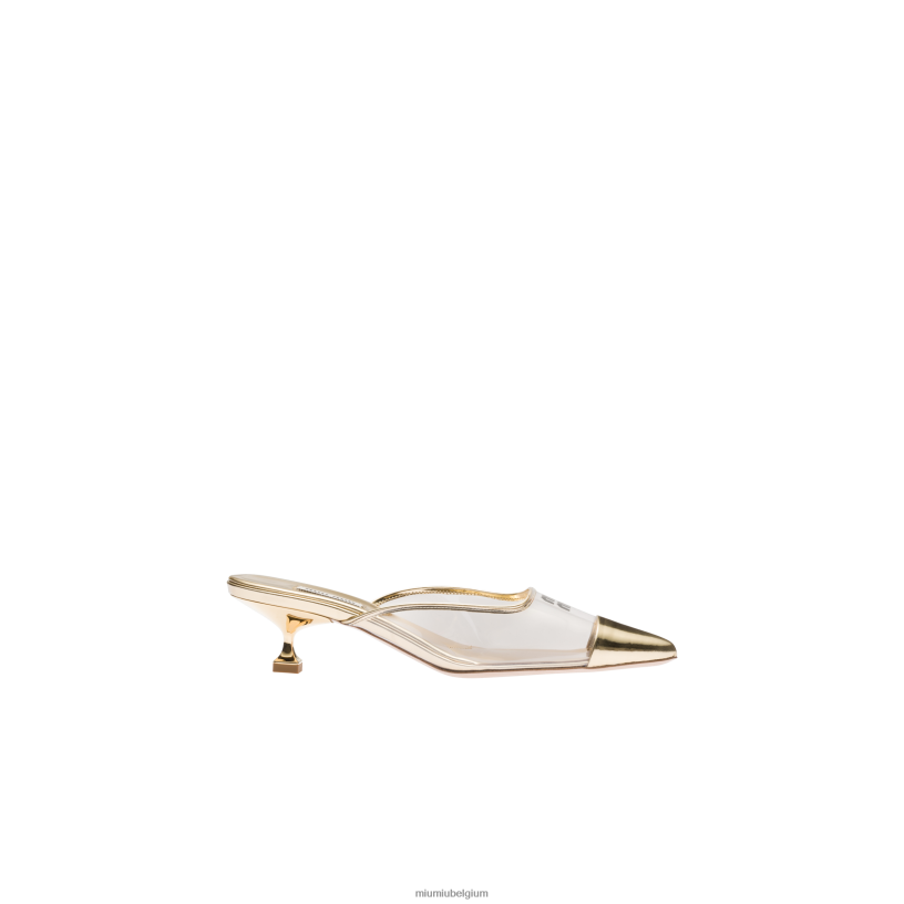 Miu Miu platinamuiltjes van metallic leer en plexiglas N8F6L206 schoenen